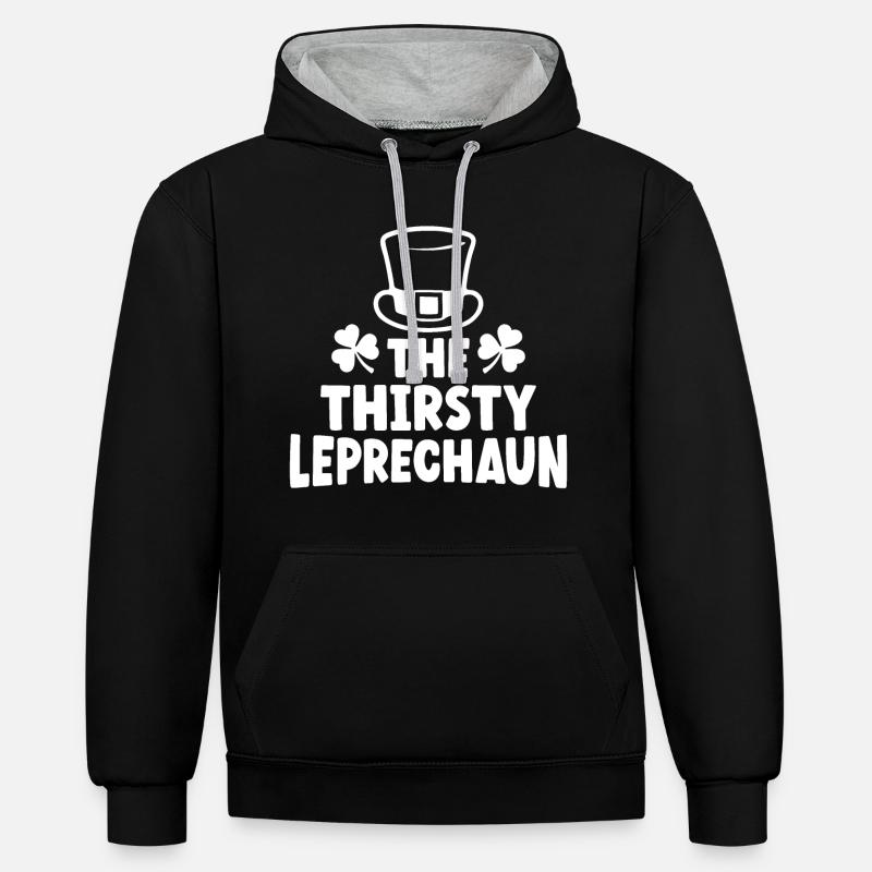Le lutin assoiffé - Sweat à capuche contrasté - noir/gris chiné