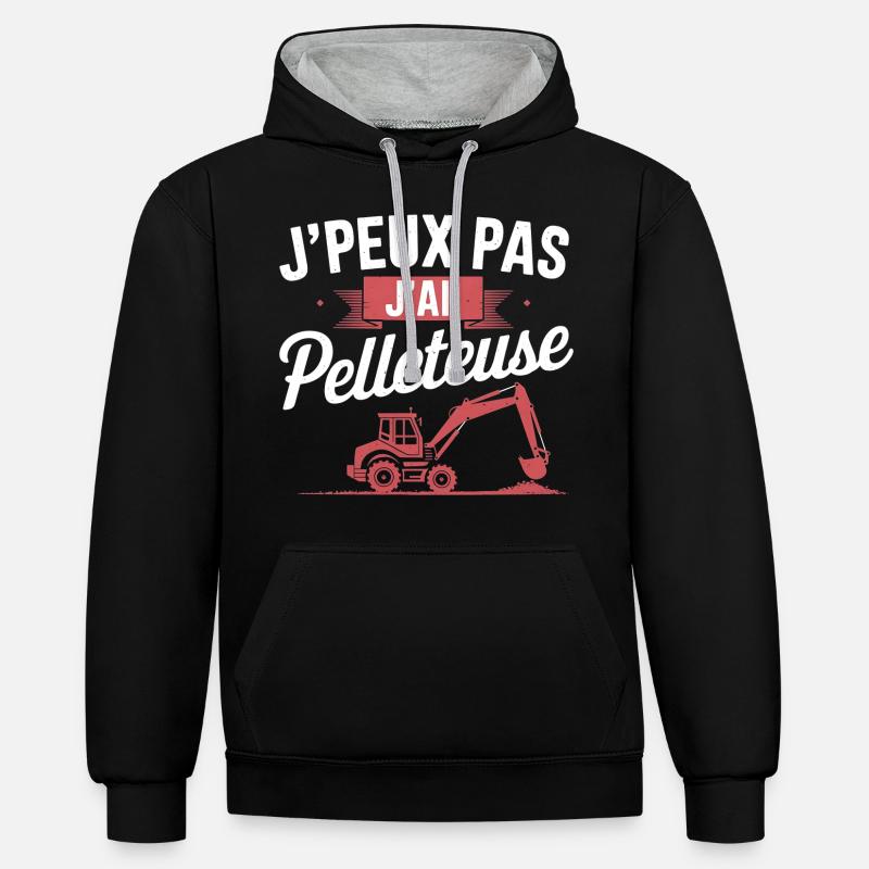 j'peux pas j'ai pelleteuse - Sweat à capuche contrasté - noir/gris chiné
