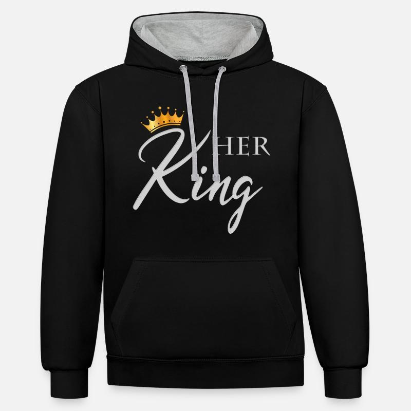 Her King - Sweat à capuche contrasté - noir/gris chiné