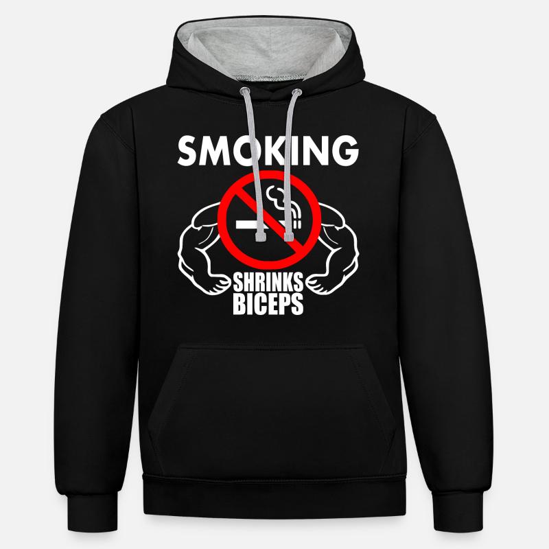 Smoking shrinks the biceps - Sweat à capuche contrasté - noir/gris chiné