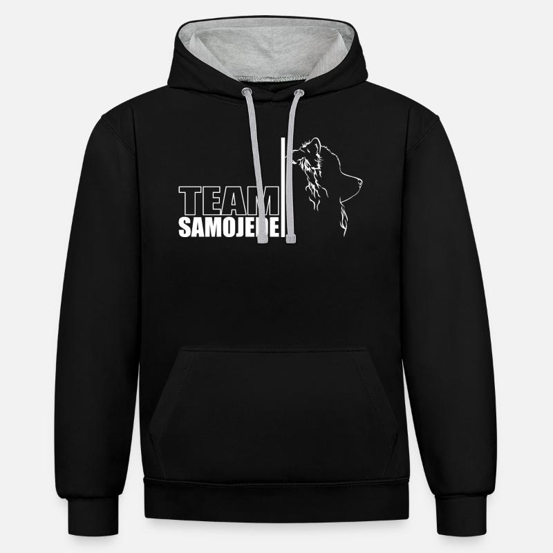TEAM Chien Samoyède Chien Wilsigns - Sweat à capuche contrasté - noir/gris chiné