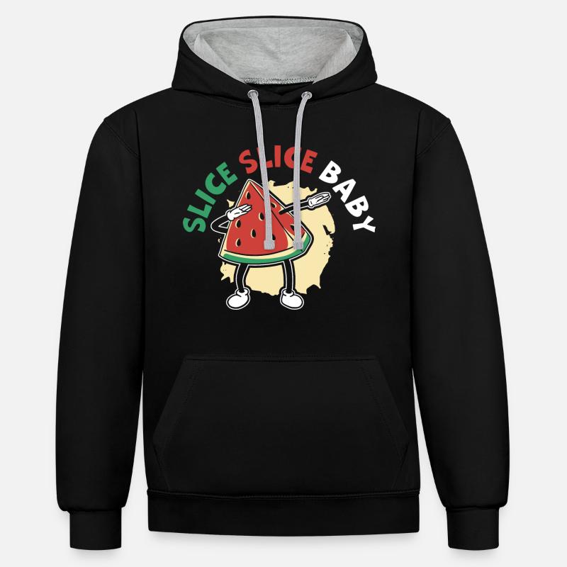 Été drôle de pastèque - Sweat à capuche contrasté - noir/gris chiné