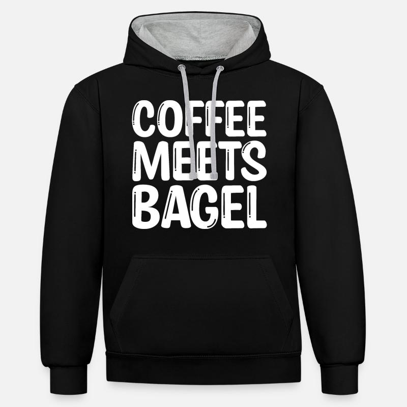 Le café rencontre Bagel - Sweat à capuche contrasté - noir/gris chiné