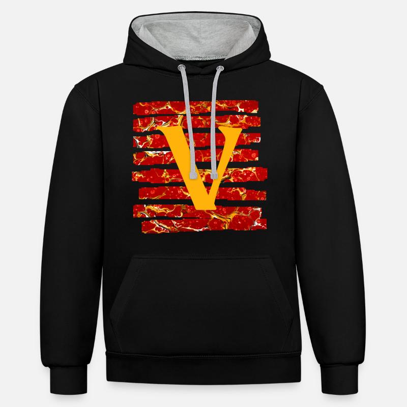 Bande E 232 V - Sweat à capuche contrasté - noir/gris chiné