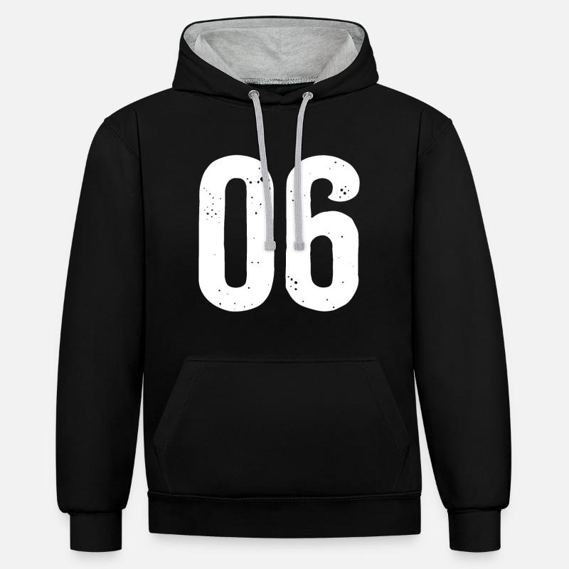 06 Numéros Blanc - Sweat à capuche contrasté - noir/gris chiné
