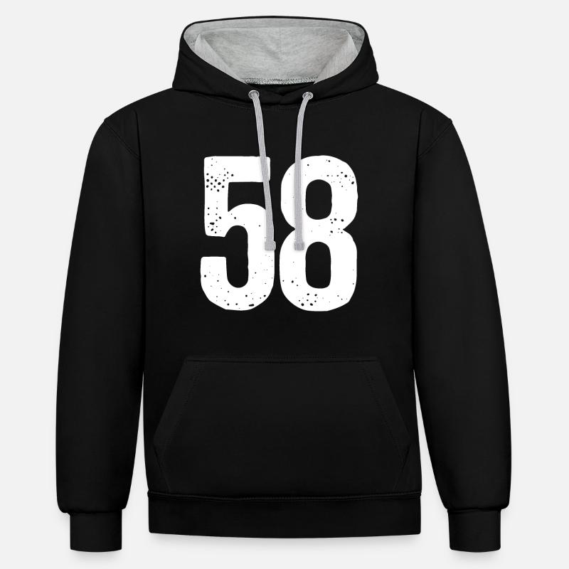 58 Numéros Blanc - Sweat à capuche contrasté - noir/gris chiné