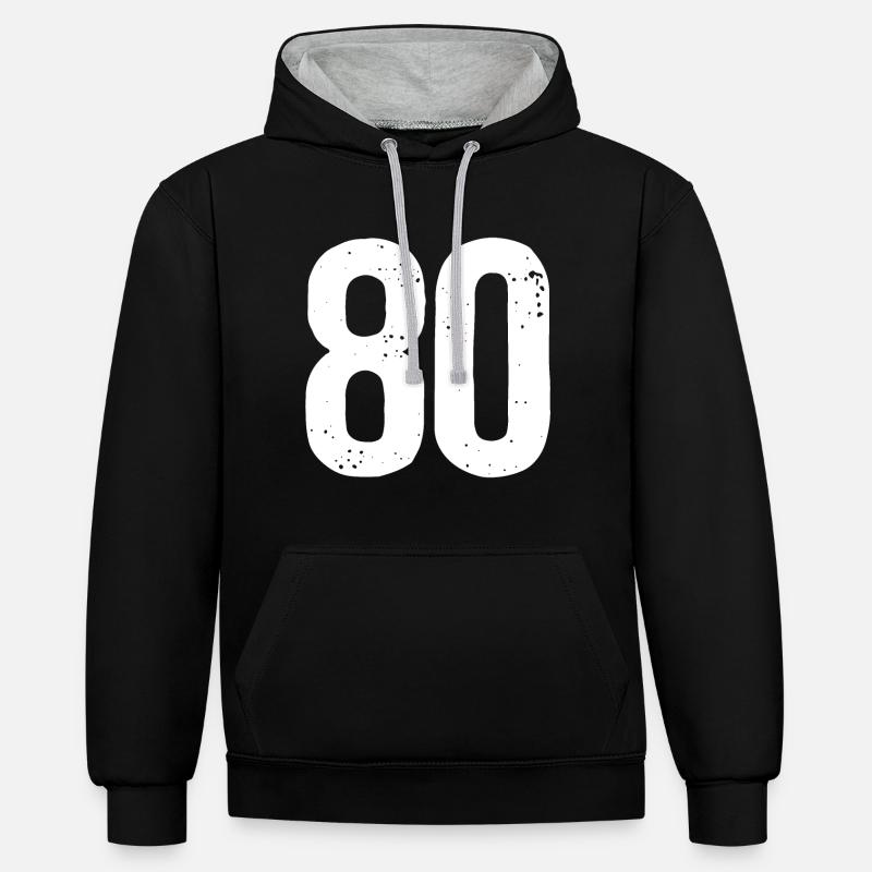 80 Numéros Blanc - Sweat à capuche contrasté - noir/gris chiné