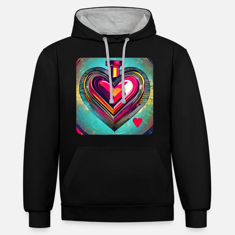 Élixir d’amour - Sweat à capuche contrasté - noir/gris chiné