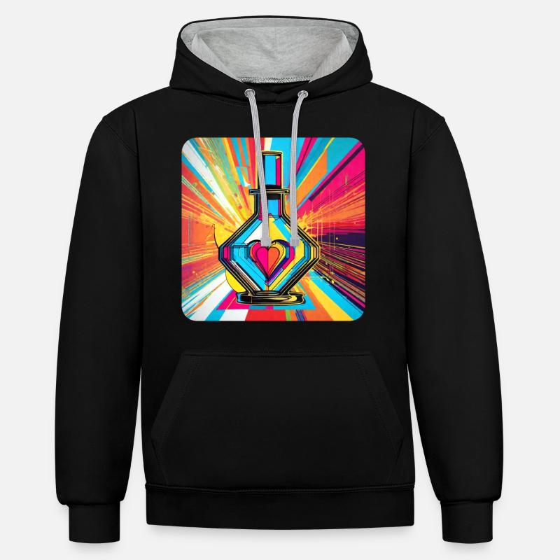 Élixir d’amour - Sweat à capuche contrasté - noir/gris chiné