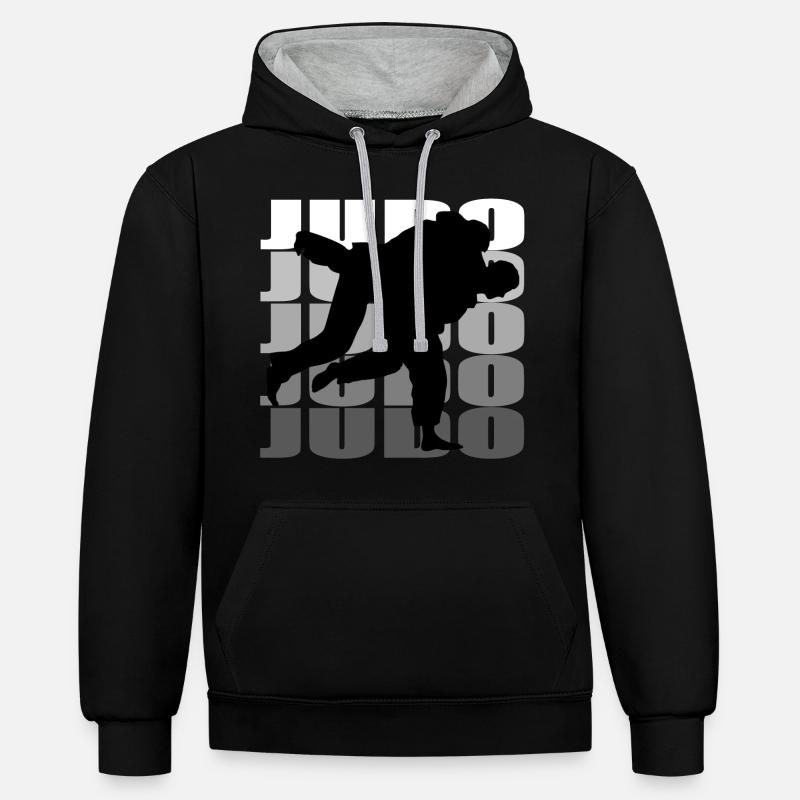 Judo - Sweat à capuche contrasté - noir/gris chiné