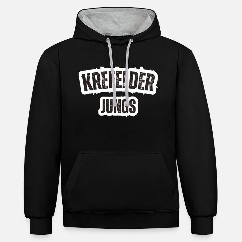 Krefeld Boys - Sweat à capuche contrasté - noir/gris chiné