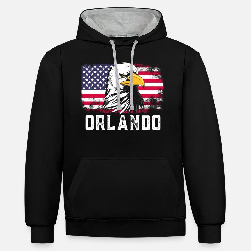 Orlando Floride - Sweat à capuche contrasté - noir/gris chiné