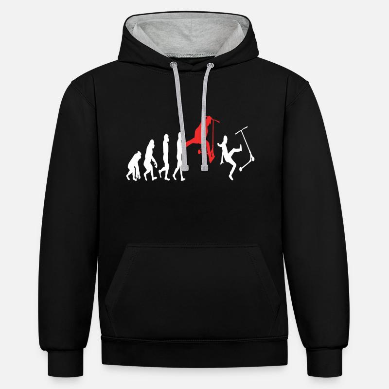 Evolution du scooter acrobatique - Sweat à capuche contrasté - noir/gris chiné