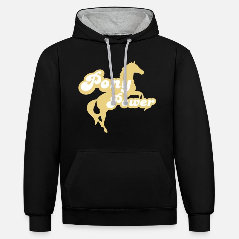 Cheval - Sweat à capuche contrasté - noir/gris chiné