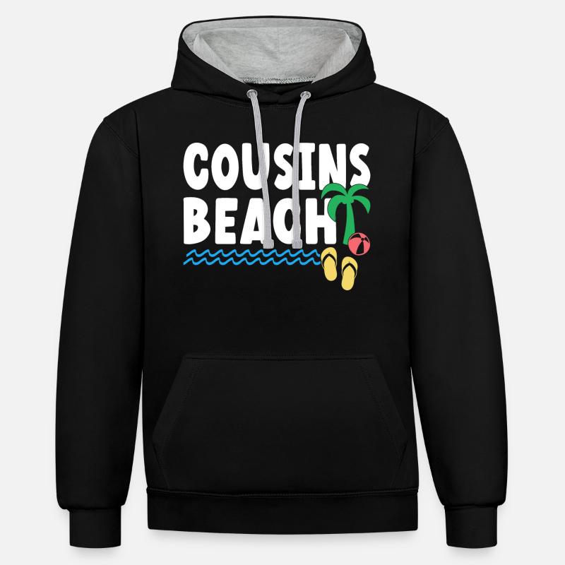 Plage de Cousins - Sweat à capuche contrasté - noir/gris chiné