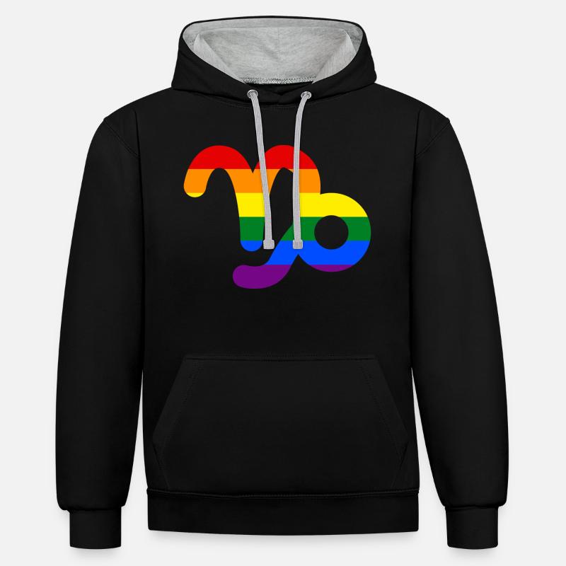 Sternzeichen Steinbock LGBT - Kontrast-Hoodie - Schwarz/Grau meliert