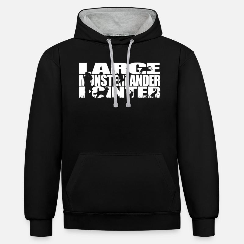 LARGE MUNSTERLANDER POINTER Jagdhunde Wilsigns - Kontrast-Hoodie - Schwarz/Grau meliert