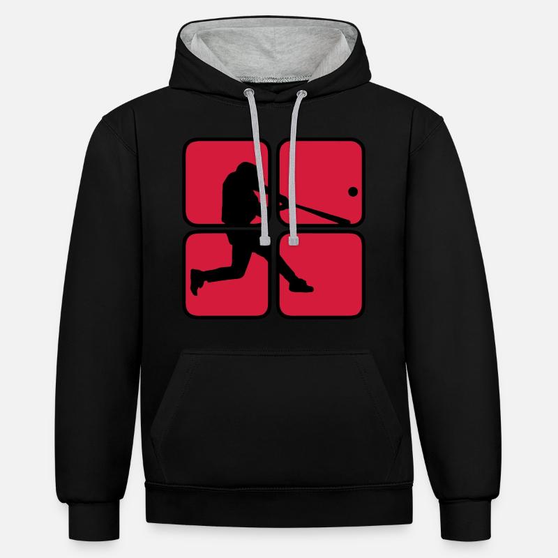 Baseball 2 - Kontrast-Hoodie - Schwarz/Grau meliert