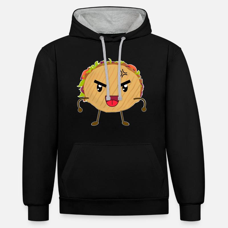 Doux Knuffiger kebab drôle - Sweat à capuche contrasté - noir/gris chiné
