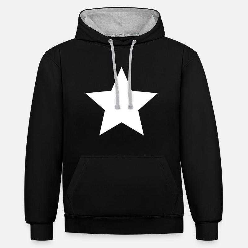 Étoiles blanches - Sweat à capuche contrasté - noir/gris chiné