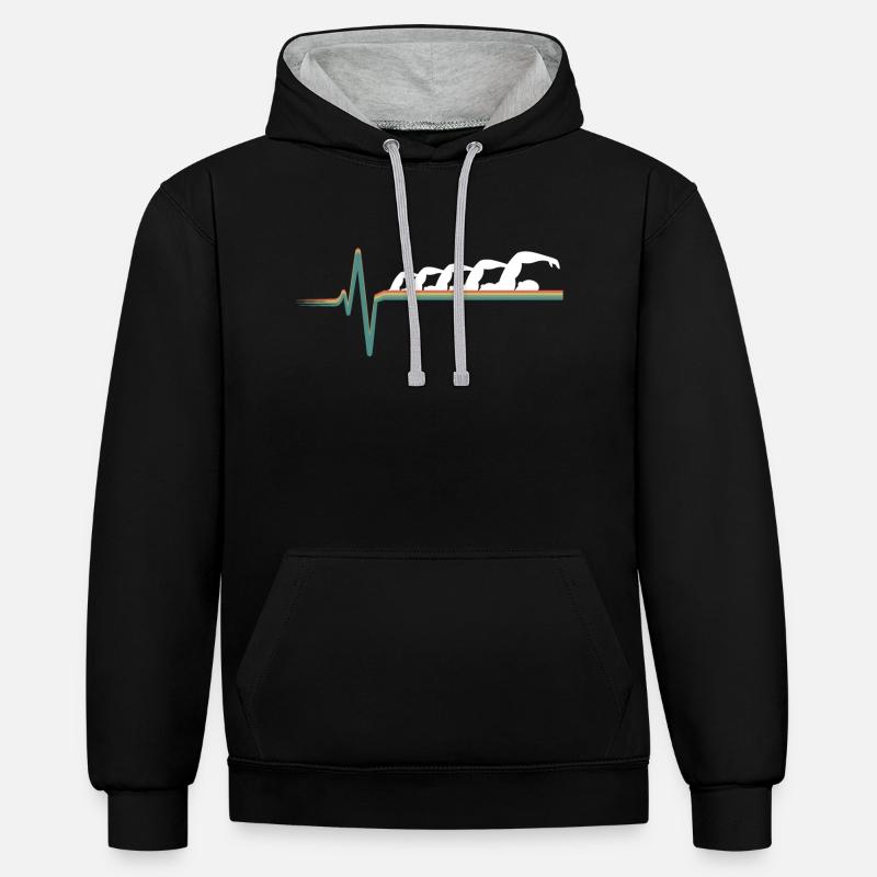 Maillot de bain de piscine - Sweat à capuche contrasté - noir/gris chiné