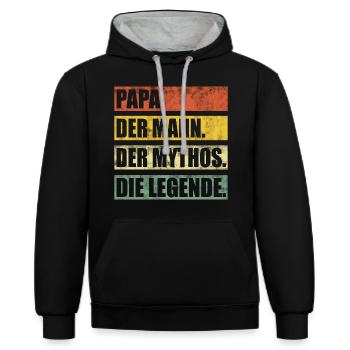 Papa Vater Vatertag Geschenk - Kontrast-Hoodie - Schwarz/Grau meliert - Vorne - Anna (173cm) & Nico (186cm)