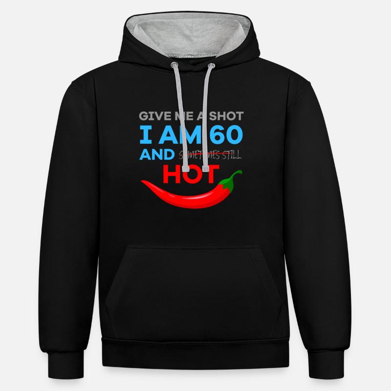 60 ans et chaud - Sweat à capuche contrasté - noir/gris chiné