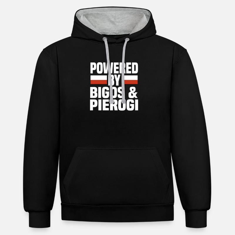 powered by bigos pierogi - Sweat à capuche contrasté - noir/gris chiné