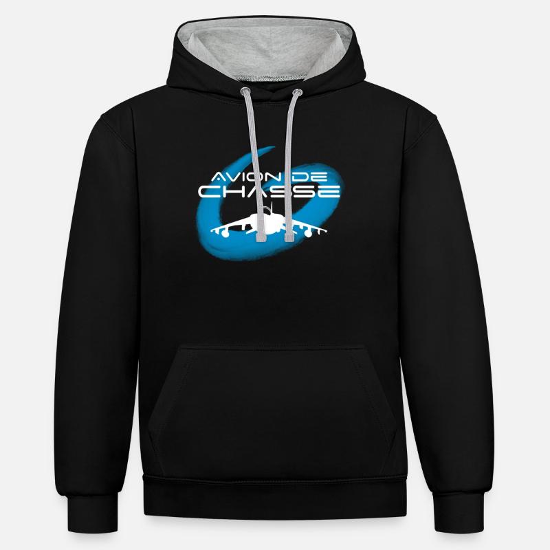 Avion de chasse - Sweat à capuche contrasté - noir/gris chiné