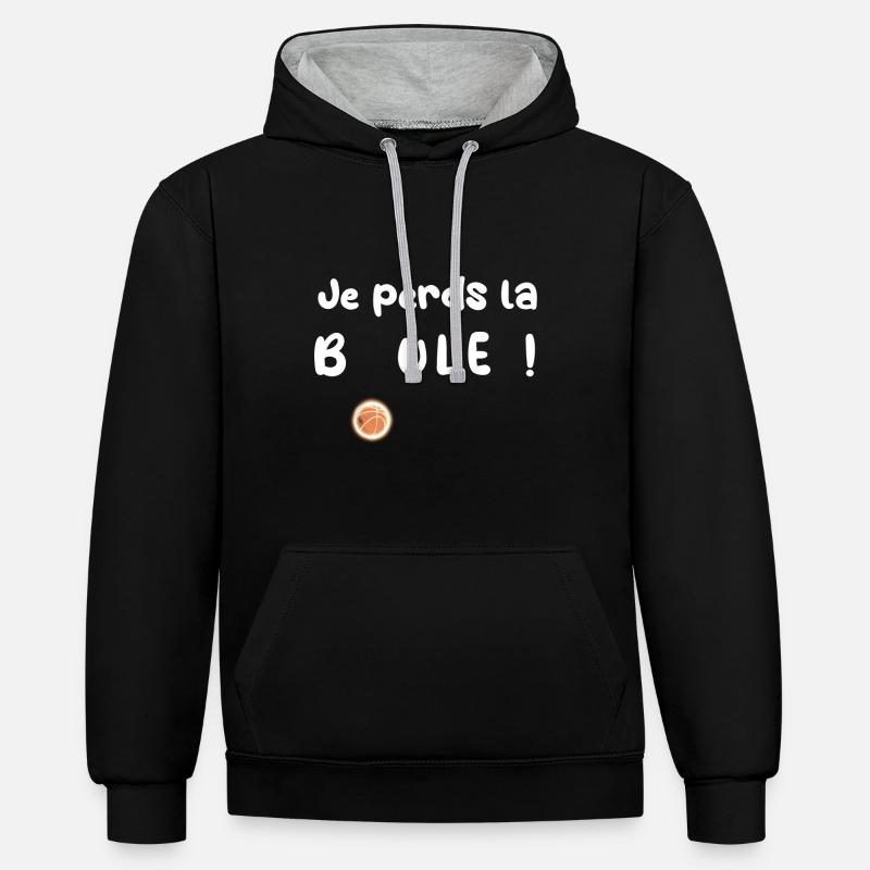 Je perds la boule ! - Sweat à capuche contrasté - noir/gris chiné