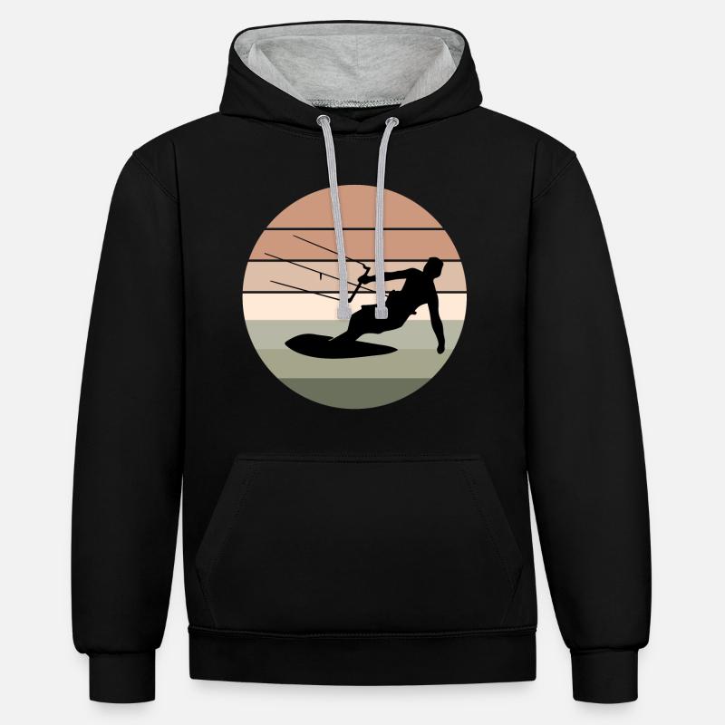 Kiteboarding Kiteboarder Kitesurfing Kitesurf - Sweat à capuche contrasté - noir/gris chiné