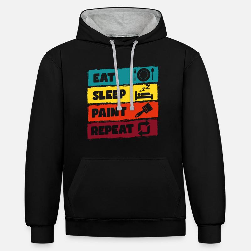Peintre De Chantier Artisans - Sweat à capuche contrasté - noir/gris chiné