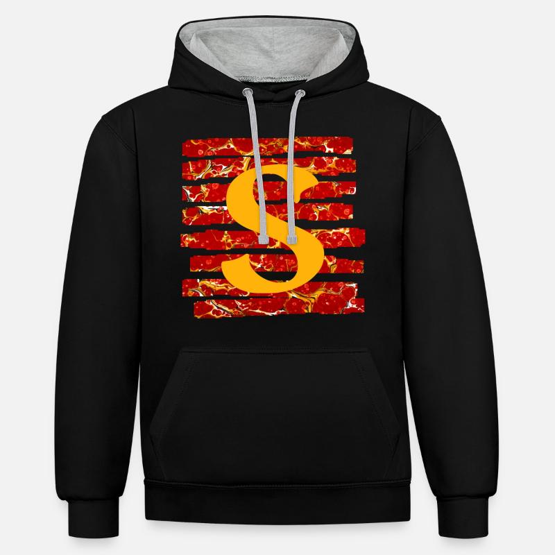 Bande E 232 s - Sweat à capuche contrasté - noir/gris chiné
