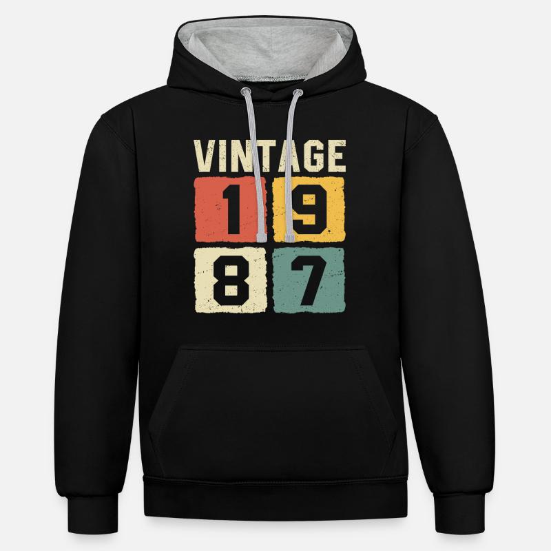 Millésime 1987 Né en 1987 - Sweat à capuche contrasté - noir/gris chiné