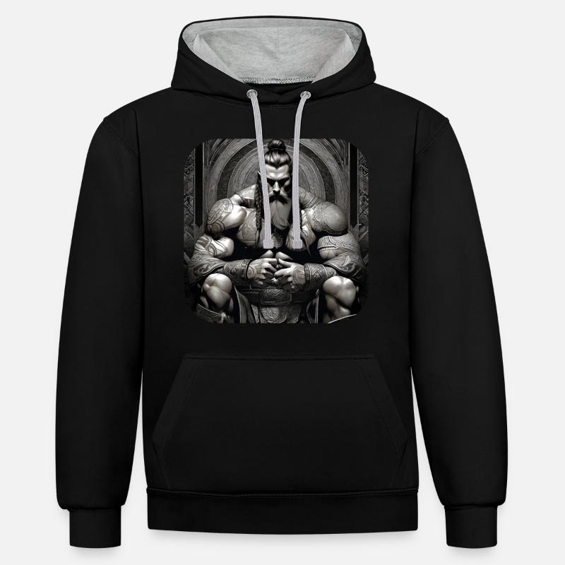 Stolzer Wikinger Krieger Germane - Kontrast-Hoodie - Schwarz/Grau meliert