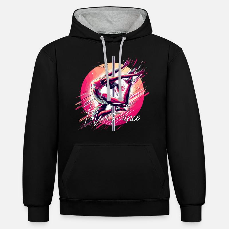 Pole Dance Dynamik pink Geschenk - Kontrast-Hoodie - Schwarz/Grau meliert