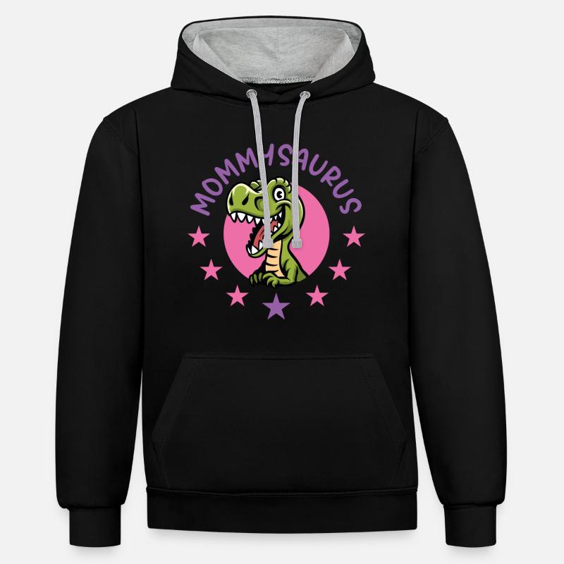 Mommysaurus - Sweat à capuche contrasté - noir/gris chiné