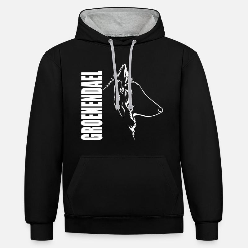 GROENENDAEL Profil Chiens Wilsigns - Sweat à capuche contrasté - noir/gris chiné