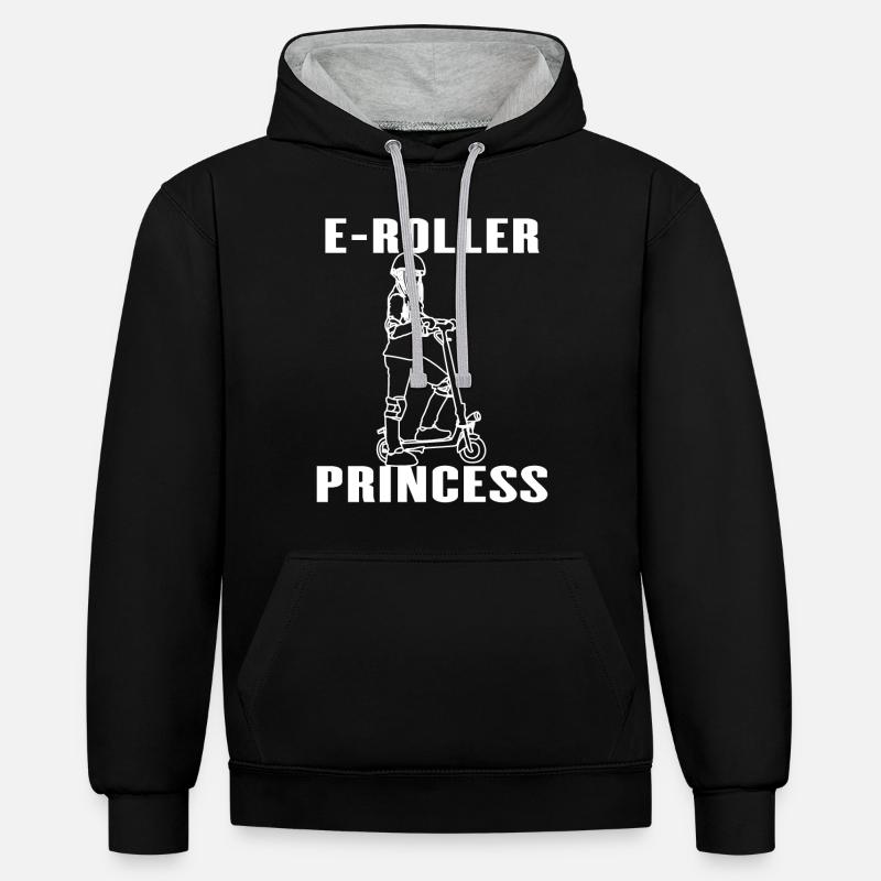 Elektro Roller Prinzessin E-Roller Geschenkidee - Kontrast-Hoodie - Schwarz/Grau meliert