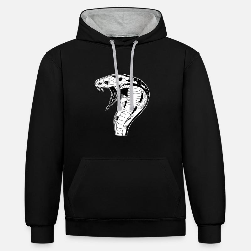 Serpent. Idée cadeau sympa - Sweat à capuche contrasté - noir/gris chiné