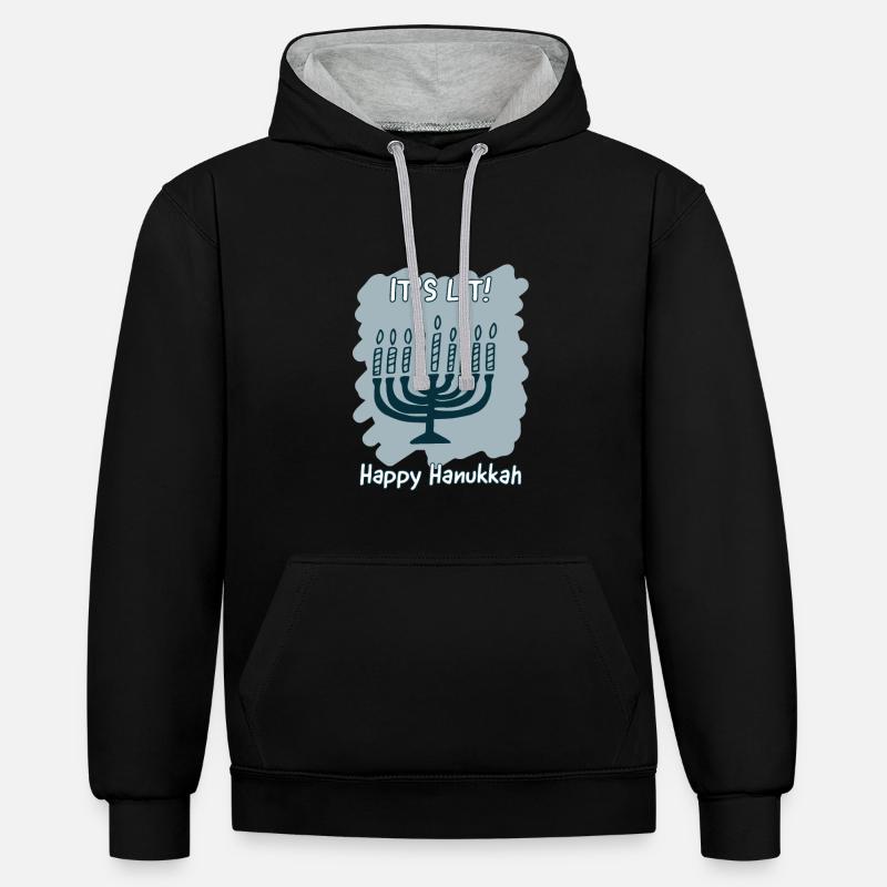 It’s Lit Happy Hanukkah - Sweat à capuche contrasté - noir/gris chiné