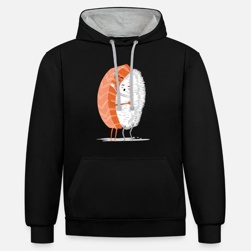 Amour de sushi - Sweat à capuche contrasté - noir/gris chiné