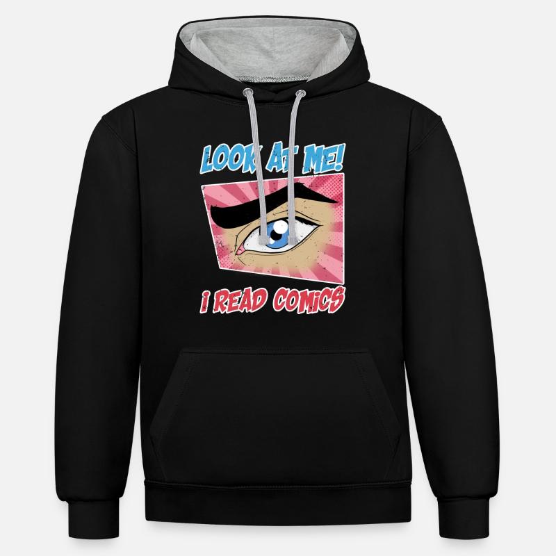 Bande dessinée rétro comique - Sweat à capuche contrasté - noir/gris chiné