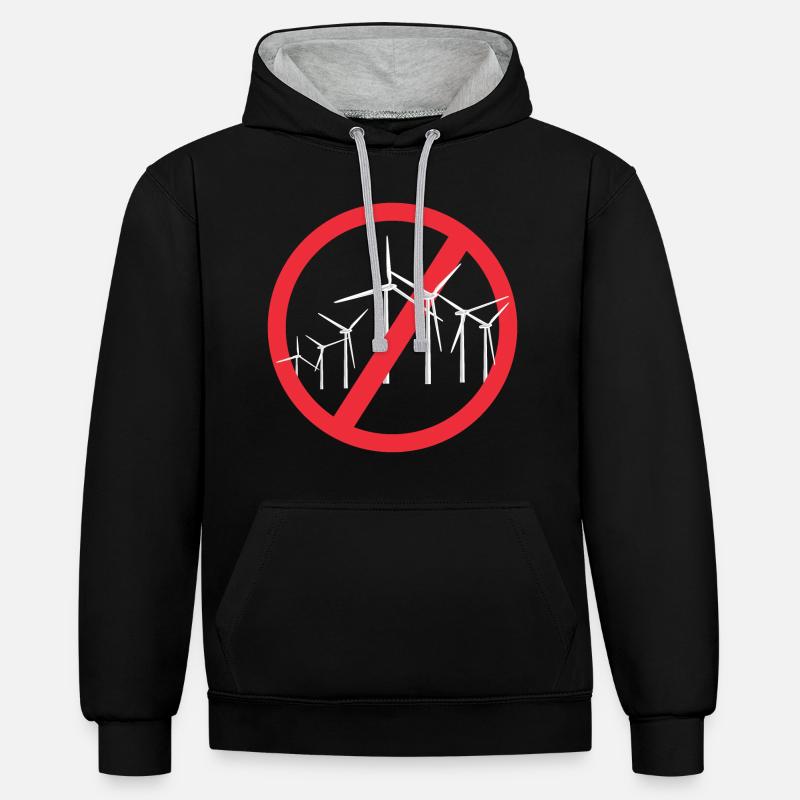 Arrêter les éoliennes - Sweat à capuche contrasté - noir/gris chiné