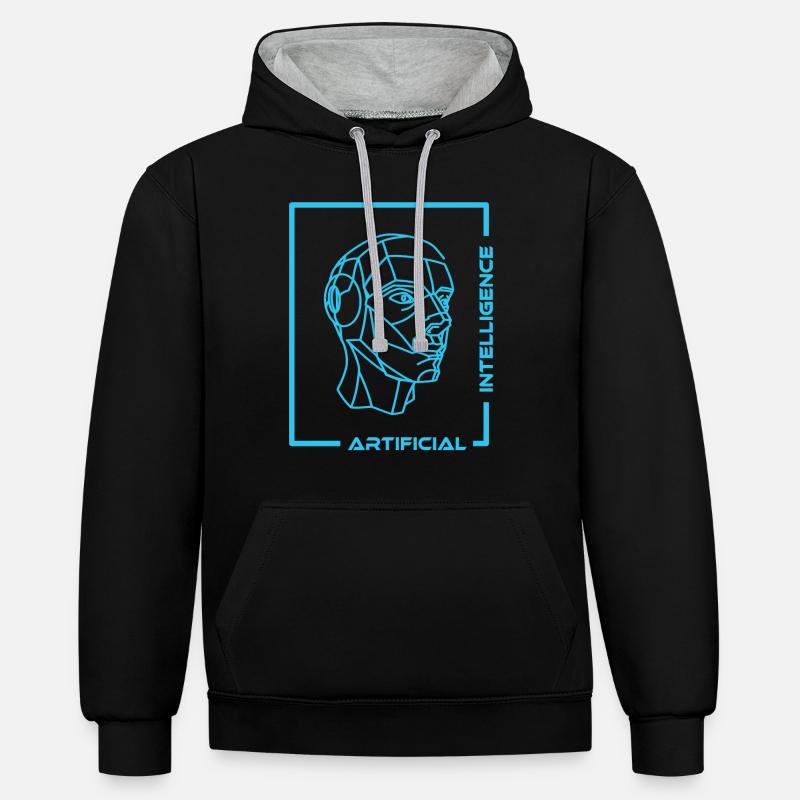 Artificial Intelligence - Kontrast-Hoodie - Schwarz/Grau meliert