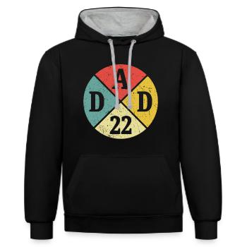 Vater Papa Dad 2023 Geschenk Neuer Vater 23 - Kontrast-Hoodie - Schwarz/Grau meliert - Vorne - Anna (173cm) & Nico (186cm)