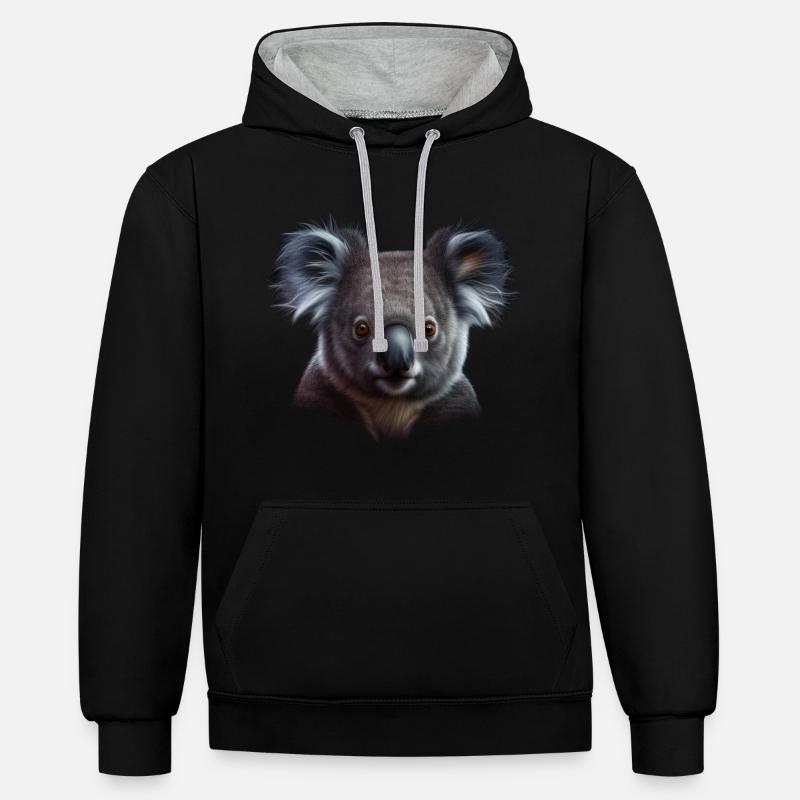 Koala Bear Australie 4 - Sweat à capuche contrasté - noir/gris chiné