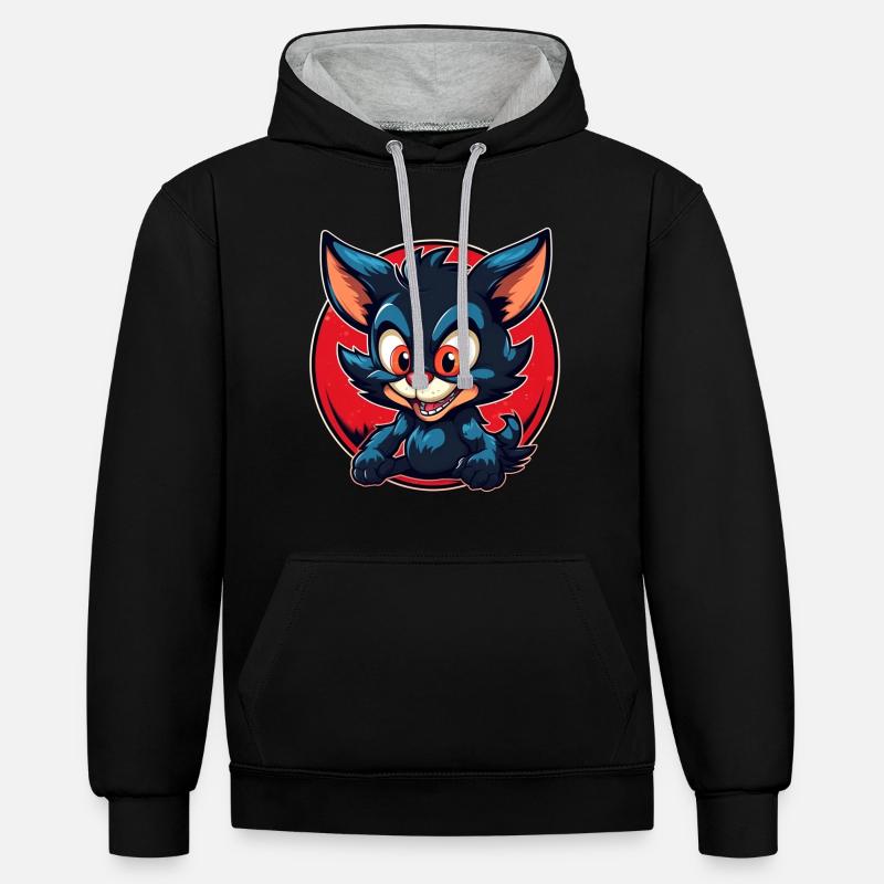 Diable de Tasmanie super mignon - Sweat à capuche contrasté - noir/gris chiné