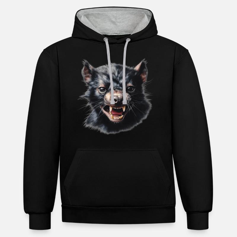 Le diable de Tasmanie imminent - Sweat à capuche contrasté - noir/gris chiné