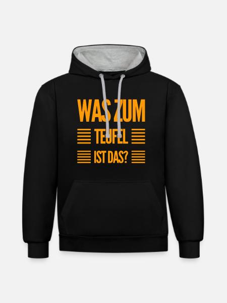 was ist das? - Kontrast-Hoodie - Schwarz/Grau meliert